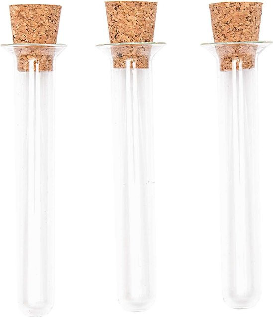 idee. Creativmarkt Reagenzglas mit Korken aus Glas, transparent, 3 Stück, Höhe: 10 cm - Bild 1