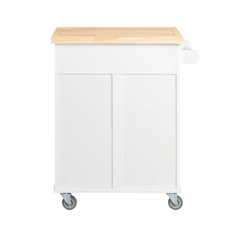 SoBuy Küchenwagen FKW119-WN Kücheninsel mit Arbeitsplatte in Weiß-Natur im skandinavischen Design - Bild 3