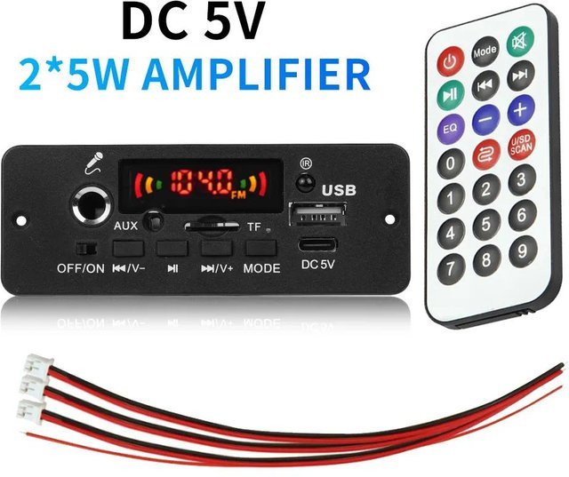 Meiteai-Car&Motor Bluetooth MP3 Decoder Board mit 10W Audio Verstärker, FM Radio, USB und TF Unterstützung, Freisprechen Funktion, Schwarz - Bild 1