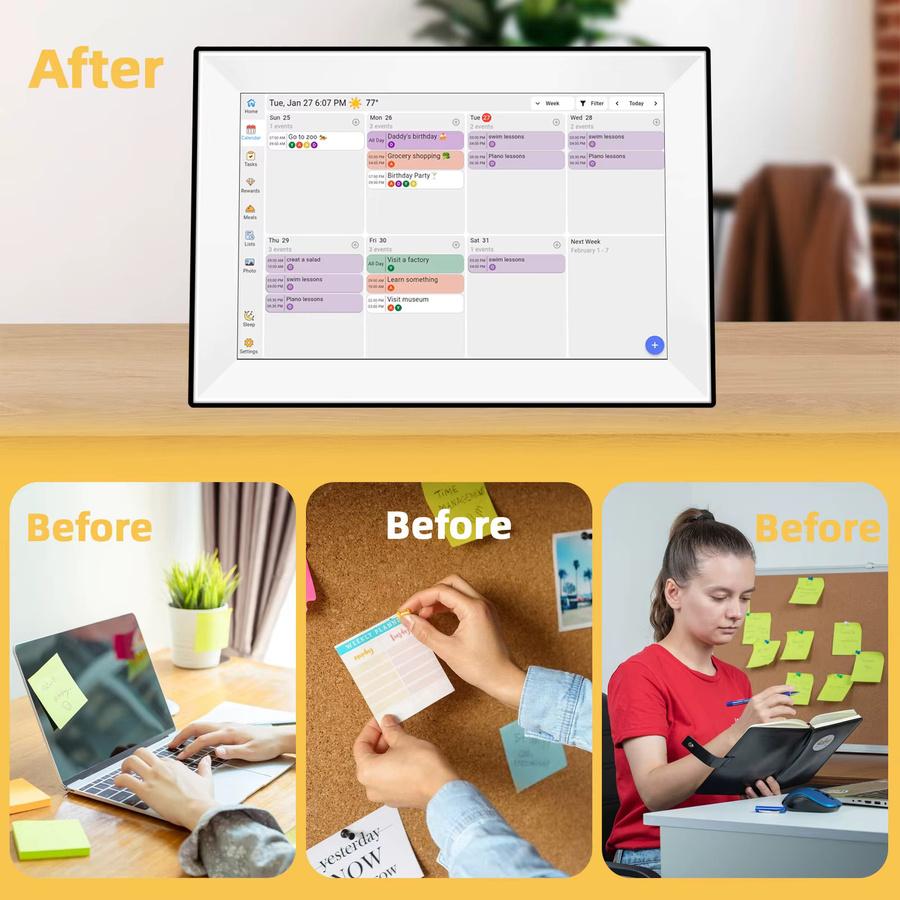 bgift Smart Digitaler Kalender mit 10,1 Zoll Touchscreen, WLAN Familienterminplaner und Digitaler Bilderrahmen in Weiß - Bild 4