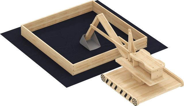 AIYAPLAY Sandkasten aus Holz mit Bagger, Sandkiste, ab 3 Jahre, Natur - Bild 1