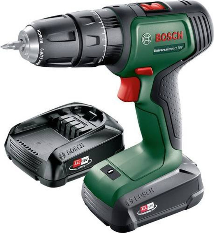 Bosch UniversalImpact 18V Akku-Schlagbohrschrauber in Grün/Schwarz mit 2 Akkus und Ladegerät - Bild 2