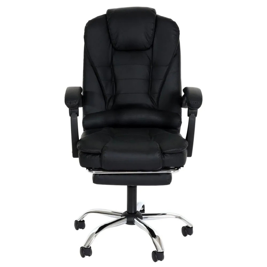 Bürostuhl MCW M80 Chefsessel aus Kunstleder mit ausziehbarer Fußstütze, Schwarz/Silber, B/T/H: 63 x 120 x 103 cm - Bild 3