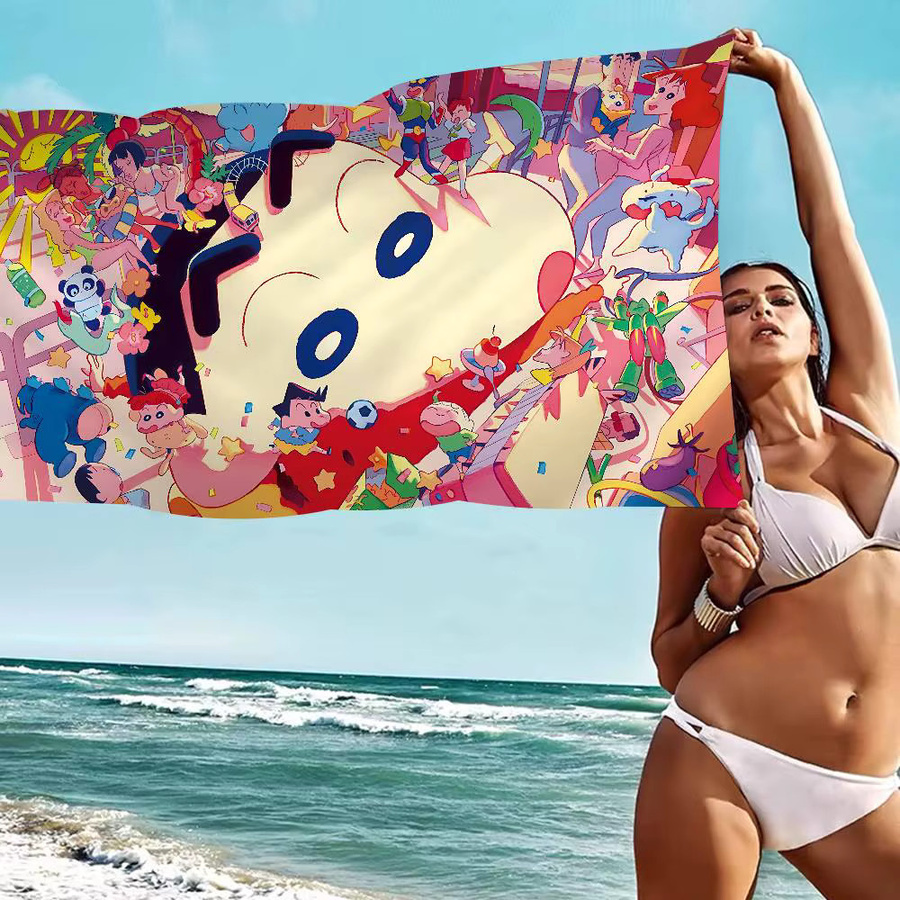 Potdemiel Mikrofaser-Strandtuch mit Cartoon-Design, saugfähig und schnell trocknend, Multicolor - Bild 3