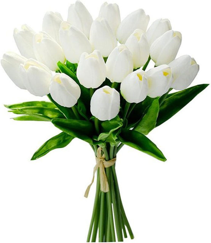 10er Set TTCY Künstliche Tulpen in Weiß mit Real Touch Effekt für Dekoration, Hochzeit und Garten - Bild 1