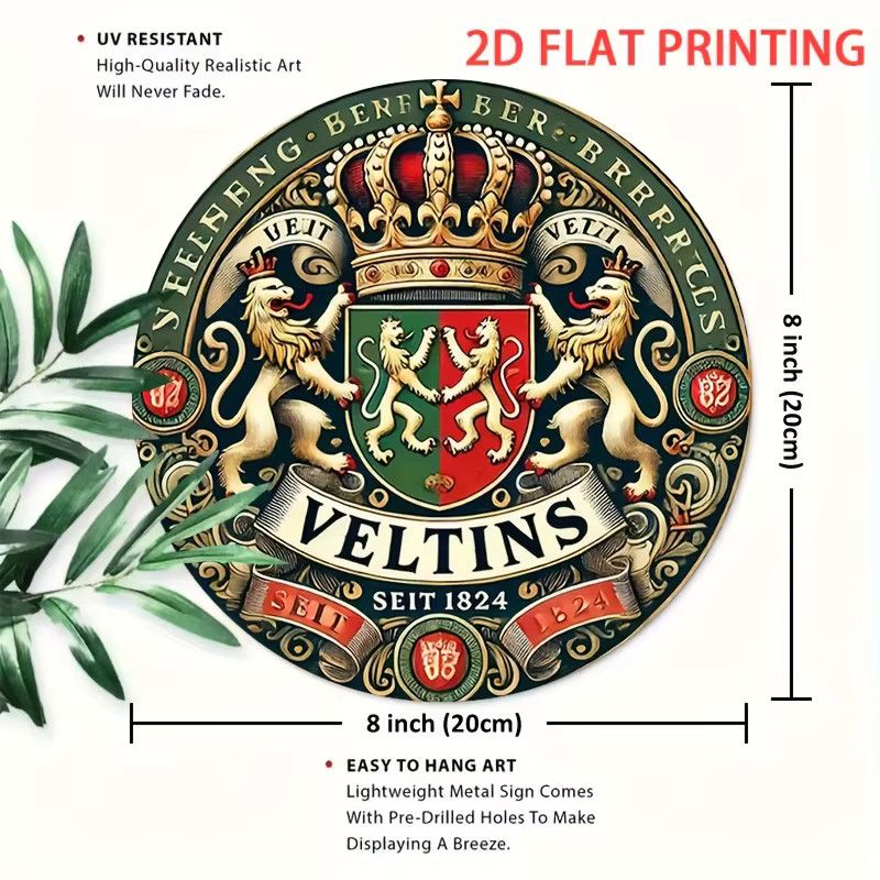 Vintage Veltins Crest Blechschild Wanddekoration aus Metall in Multicolor - Bild 3