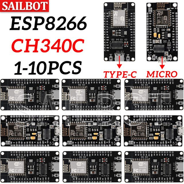 ESP8266 NodeMCU LUA CH340 ESP-12E WiFi Internet Development Board mit 4M Flash und Typ-C USB Anschluss in Schwarz - Bild 1