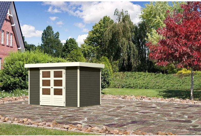 Karibu Holz-Gartenhaus Boras in Terragrau mit Flachdach und modernem Design, B/T/H: 298 x 213 x 211 cm - Bild 1