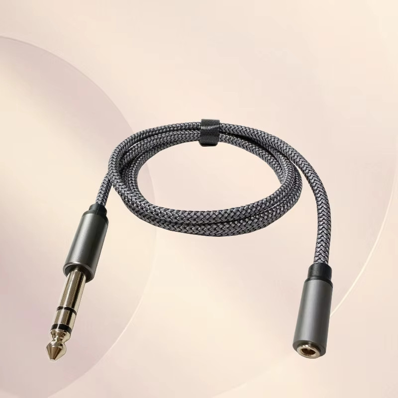 Stereo-Audio-Verlängerungskabel Adapter 6,35mm TRS Stecker auf 3,5mm Buchse in Grau - Bild 3