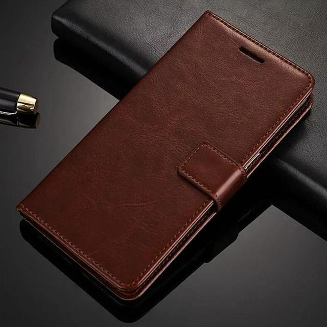 Magnetische PU-Leder Flip-Schutzhülle mit Kartenfach und Halterung für Xiaomi und POCO Modelle in Braun - Bild 1