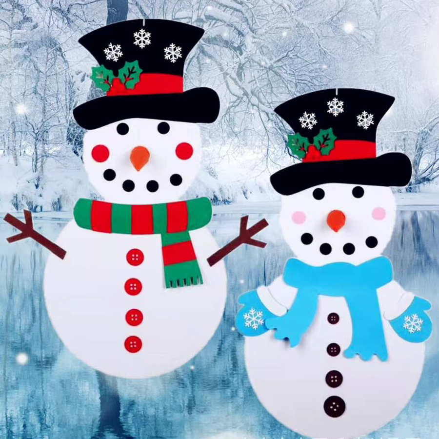Venkaite DIY Filz Weihnachtsschneemann als hängender Wandaufkleber in Bunt für Kinder - Bild 2