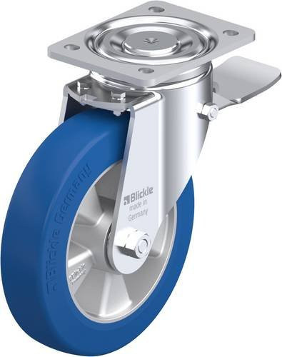 Blickle Lenkrolle LH-ALBS 200K-ST mit Feststeller in Silber und Blau, Rad-Durchmesser: 200 mm, Tragfähigkeit: 750 kg - Bild 1