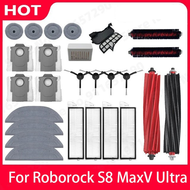 Roborock S8 MaxV Ultra Zubehör-Set mit Haupt- und Seitenbürsten, Wischtüchern, HEPA-Filtern und Staubbeuteln in Multicolour - Bild 1