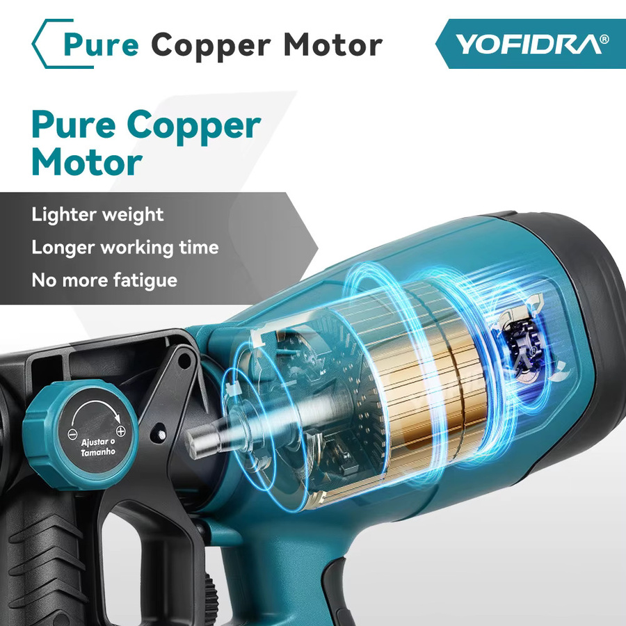 YOFIDRA Elektrische Spritzpistole Kabellos mit 1000 ml Behälter für Makita 21V Akku, Akku-Sprühgerät für Auto-Stahlbeschichtung und Airbrush-Anwendungen - Bild 3
