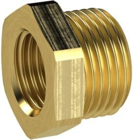 Riegler Reduziernippel kurz aus Messing in Gold, G 1/4 a. auf G 1/8 i., SW 17 - Bild 1