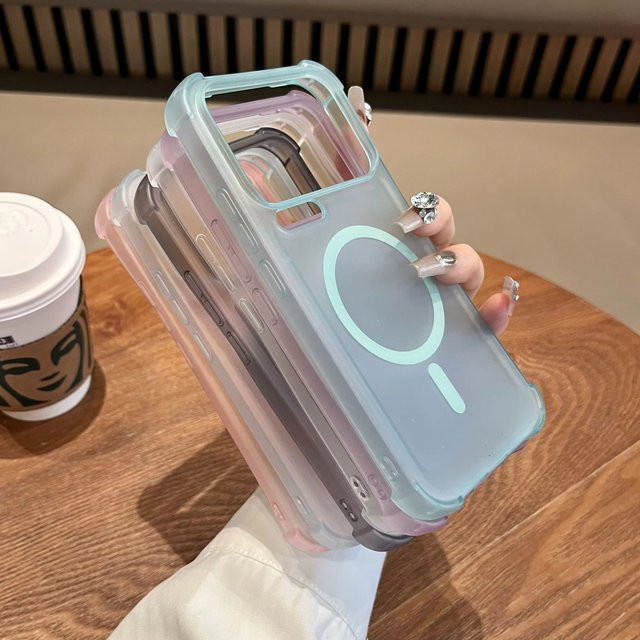 Magnetische Silikonhülle für Xiaomi 14 15 17 Redmi K70 K80 K90 Pro Max, mattiert und stoßfest, transparent blau - Bild 1
