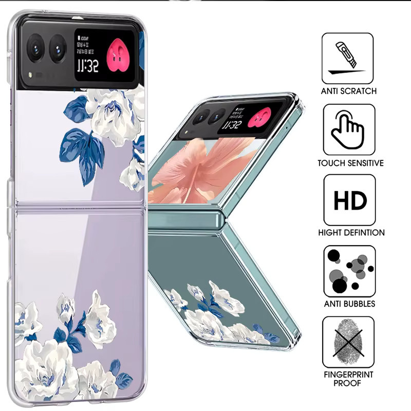 Stoßfeste transparente Handyhülle mit rosa Blumenmuster für Motorola Razr 60 und Razr 50 - Bild 3