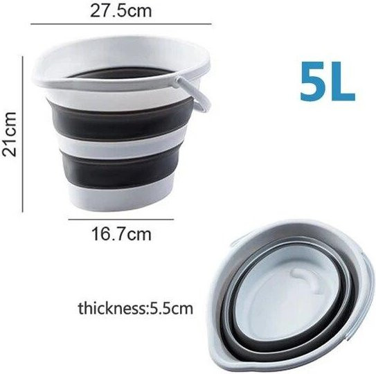 Faltbarer Wasser Eimer von Binchi in Weiß für Camping, Gartenarbeit und Angeln, Volumen: 5 l, 10 l oder 15 l - Bild 1