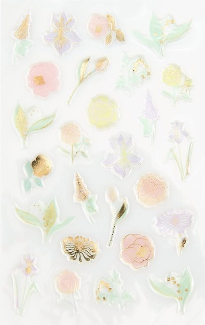 Rico Design Paper Poetry Gelsticker Blumen Pastell 1 Bogen - Bild 1