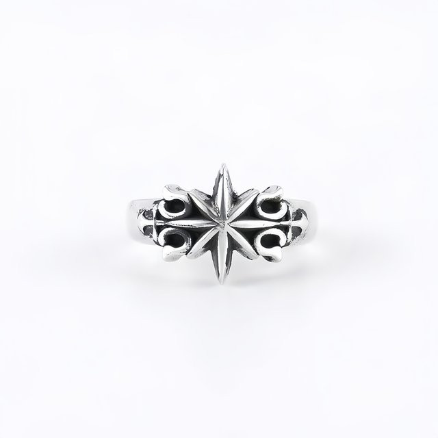 LENNIK Ring, Messing, Silber, Sechszackiger Stern, Unisex - Bild 1