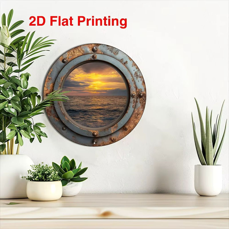 CIFBUY Aluminium-Wanddekoration im Bohemian-Stil mit Meeresblick, runde Metall-Kunst für Zuhause, Garten und Küche, mehrfarbig, Durchmesser: 20,32 cm - Bild 2