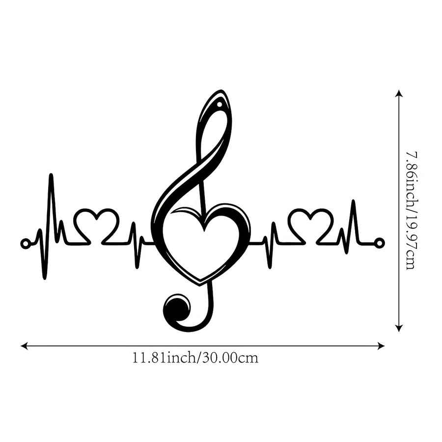 DDPNKL Glam Style Metall-Musiknoten Wandskulptur in Schwarz als dekorative Wanddekoration für Innen und Außen - Bild 2