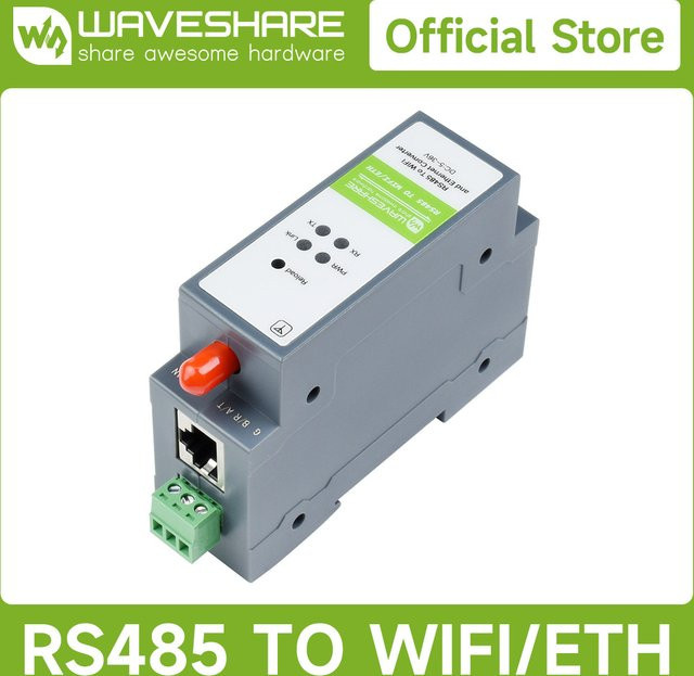 Waveshare Rail-Mount Serial Server RS485 zu WIFI/Ethernet Modbus MQTT Gateway in Grau - Bild 1