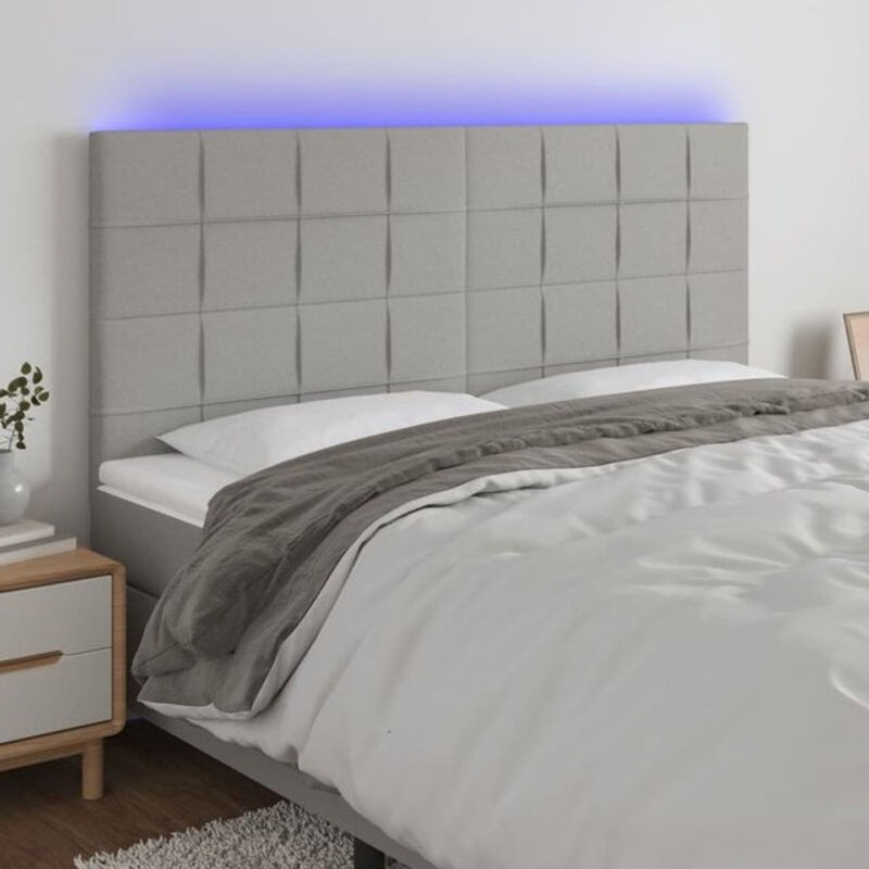 LED Kopfteil Vidaxl in Grau aus Stoff mit modernem Design, B/H: 160 x 118/128 cm, Tiefe: 5 cm - Bild 1