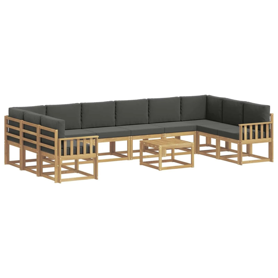 vidaXL Outdoor-Sofagarnitur aus Akazienholz mit 11 Kissen in Anthrazit und Weiß - Bild 2