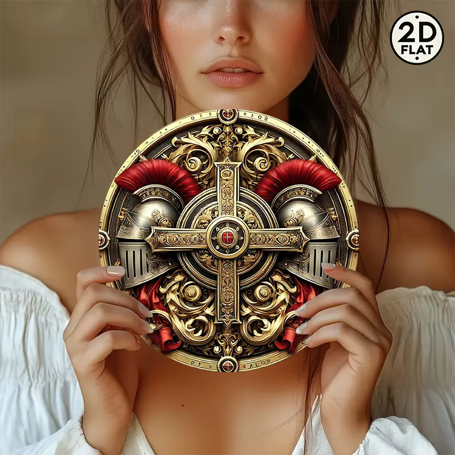 CIFBUY Wanddekoration aus Metall in Gold, Rundes Gothic-Hausschild im antiken Design, Durchmesser: 20,3 cm - Bild 3