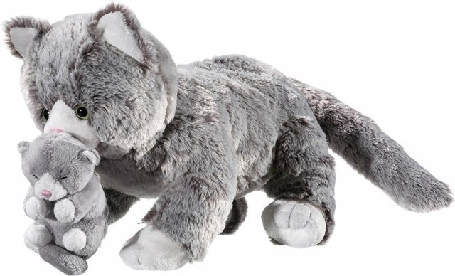 HEUNEC Softissimo Katzen Mami mit Baby, Plüsch / Textil, Grau - Bild 1