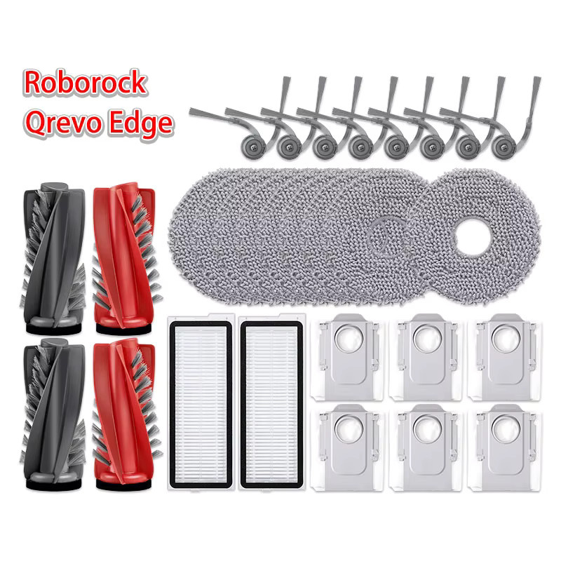 Roborock Qrevo Edge S5A S5V1 Zubehör-Set mit Hauptseitenbürste Mopptüchern Staubbeuteln und HEPA-Filtern in Multicolour - Bild 3