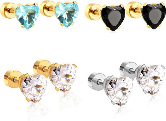 LUXUSTEEL Ohrstecker, Edelstahl, Gold, Kristall, Unisex - Bild 1
