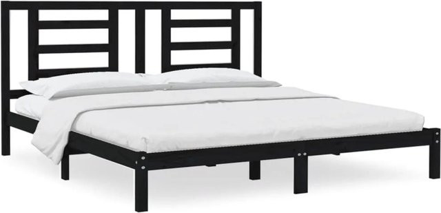 vidaXL Massivholzbett aus Kiefer in Schwarz, Modernes Doppelbett 200 x 200 cm - Bild 1