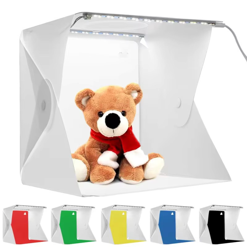KAFNHCKA Tragbare Fotobox mit LED-Licht und 6 farbigen Hintergründen für DSLR-Kameras, Breite: 20 cm - Bild 5