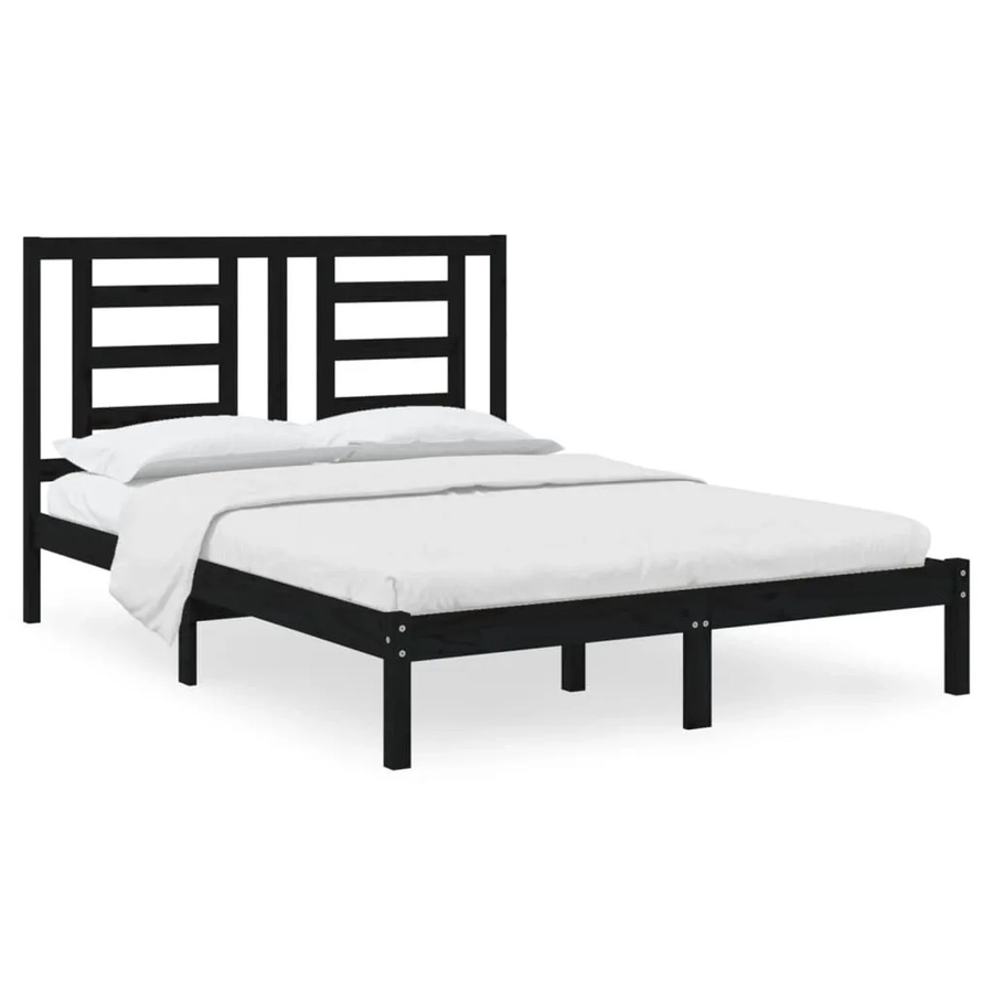 vidaXL Massivholzbett aus Kiefer in Schwarz, B/T/H: 140 x 190 x 31 cm - Bild 2