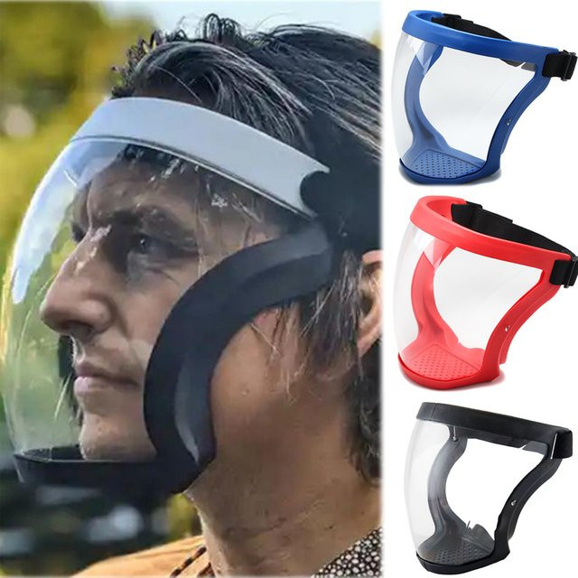 Transparente Sicherheitsmaske mit Anti-Fog-Funktion und Windschutz als Gesichtsschutz für Küche und Schutz vor Spritzern, Farbe: Transparent/Blau - Bild 1