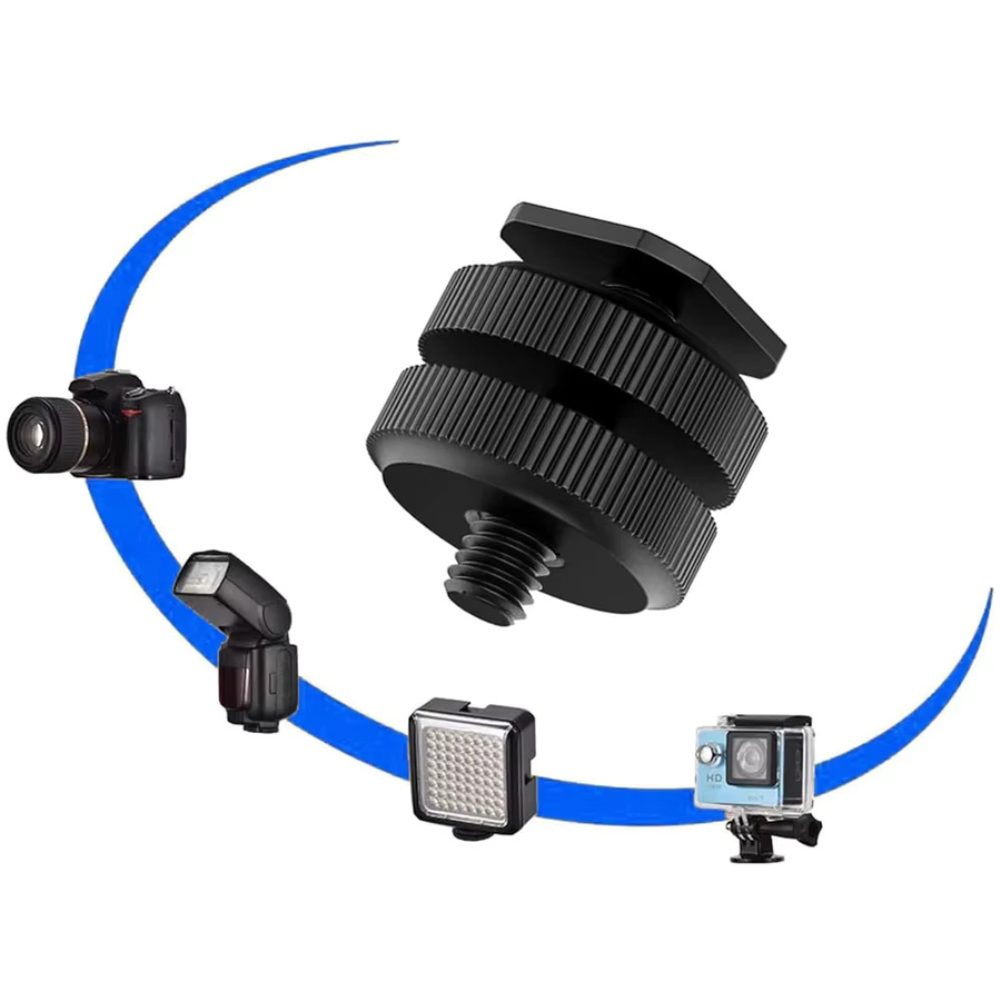 EXSKOF Blitzschuh-Adapter aus Aluminiumlegierung in Schwarz für DSLR-Kameras zur Befestigung von LED-Licht, Monitor oder Mikrofon mit 1/4-Zoll-Schraubenadapter - Bild 5