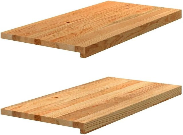 vidaXL Fensterbänke aus Massivholz Eiche, 2 Stück, Hellbraun, B: 80 cm, T: 40 cm, H: 2 cm - Bild 1