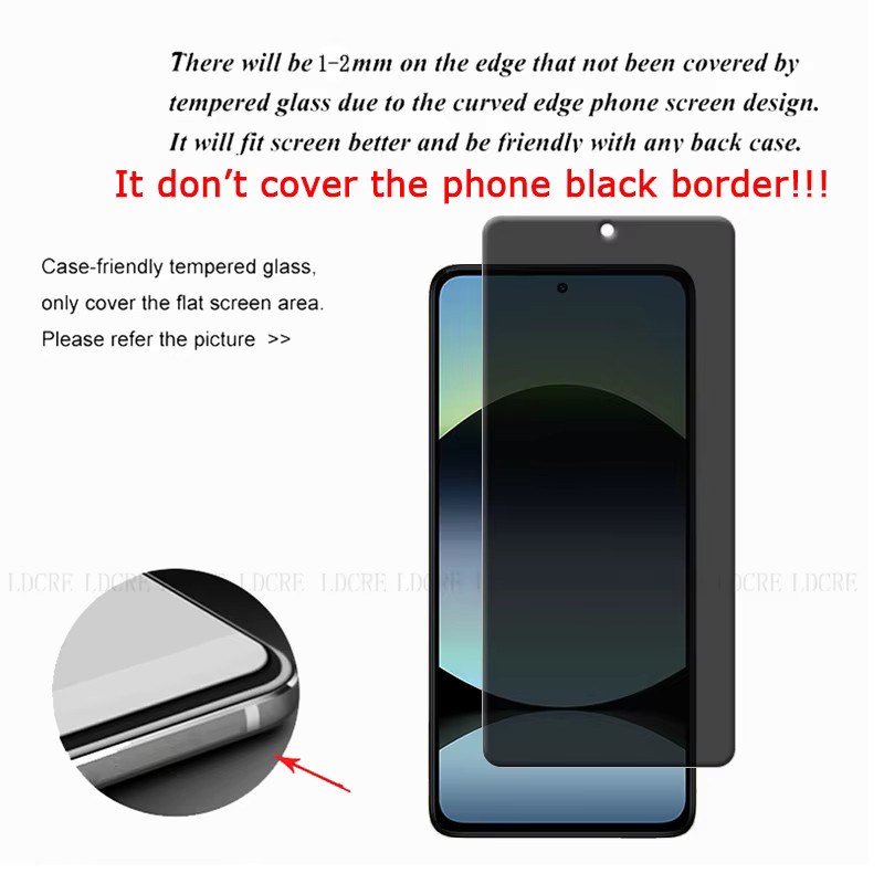 4er-Pack Displayschutzfolie aus Glas für Xiaomi Redmi Note 14 4G mit Privacy-Effekt und 9H Härtegrad, transparent - Bild 3