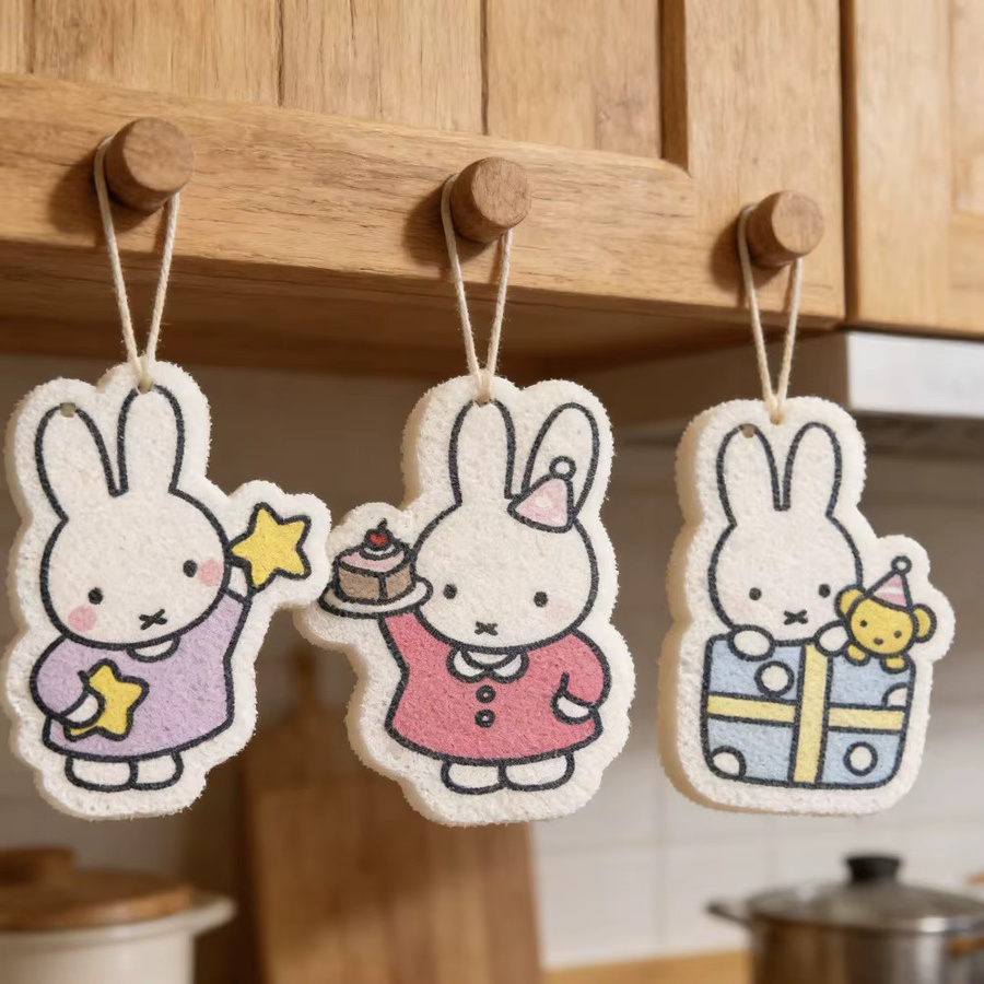 Miffy Kawaii Cartoon Küchenschwamm aus Holzfaser in Multicolour - Bild 3