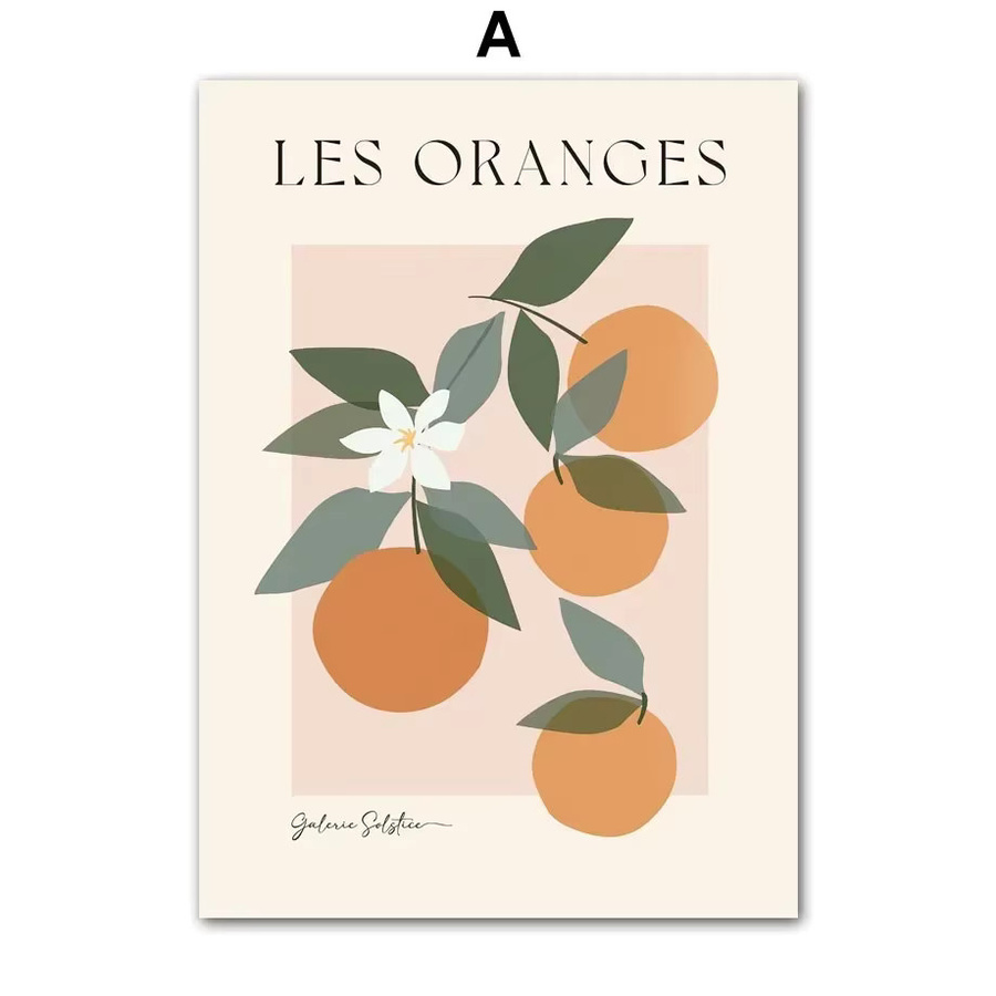 Potdemiel Leinwand Malerei Wandkunst mit Obstmotiven Orange Pfirsich Zitrone Birne in Multicolor für deine Wohnzimmer Dekoration - Bild 2