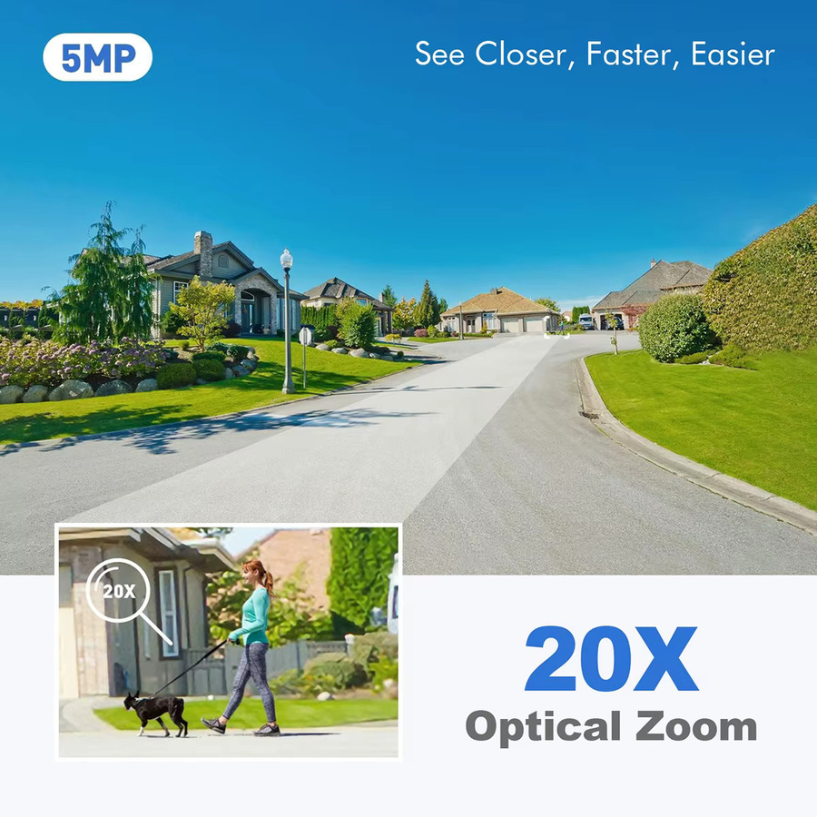 Srihome SH041 Outdoor IP Kamera mit 5,0 MP QHD Auflösung, 20X Zoom, 5G und Wifi, IP66 wasserdicht, Farbe: Weiß - Bild 3