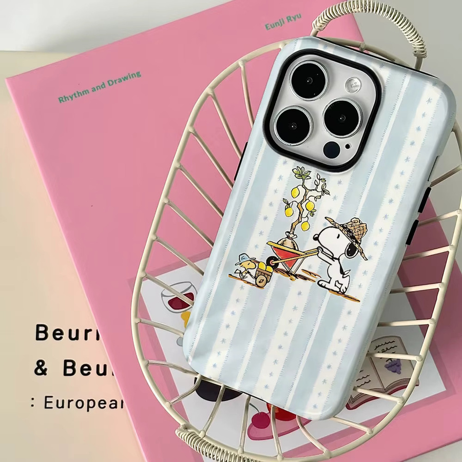 Potdemiel Handyhülle mit Cartoon Snoopies Design für iPhone, luxuriöse Doppelschicht-Rückabdeckung, multicolour - Bild 2