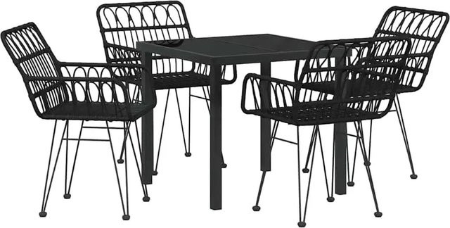 vidaXL Garten Essgruppe 5-teilig aus Poly-Rattan und Stahl in Schwarz mit Sicherheitsglas - Bild 1