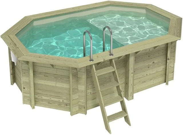 ALTANKA Holzpool Nemo achteckig aus Kiefernholz in Sandfarben B: 430 cm, H: 118 cm - Bild 1