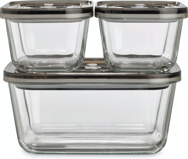 Caso VacuBoxx Eco-Set Vakuumbehälter aus Glas und Kunststoff, transparent, stapelbar, mikrowellen- und gefriersicher sowie spülmaschinenfest und BPA-frei - Bild 1