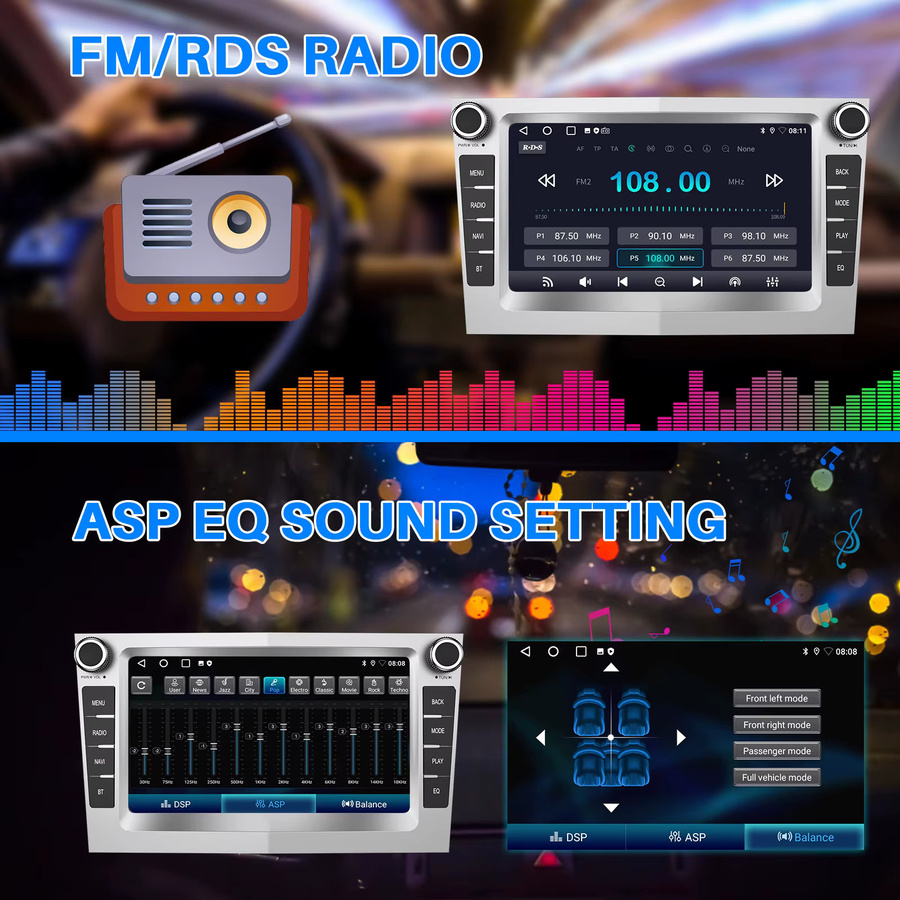 ESSGOO Android 14 Autoradio mit 7 Zoll Display, 64GB, Wireless CarPlay und Android Auto, GPS, Bluetooth, Schwarz, passend für Opel Astra G H, Corsa C D und Vectra - Bild 6