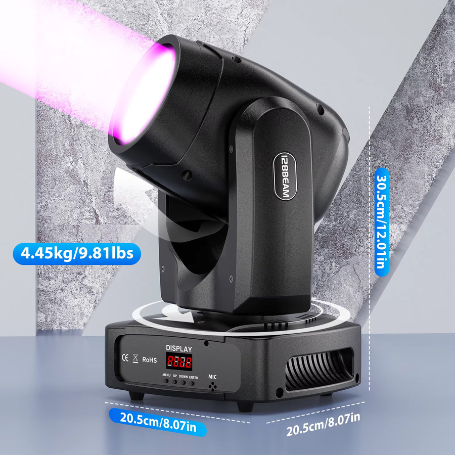 DayFlicker 4er Set RGBW LED Moving Head Scheinwerfer 250W mit 11/13 Kanälen DMX512 und Sprachaktivierung in Schwarz - Bild 5