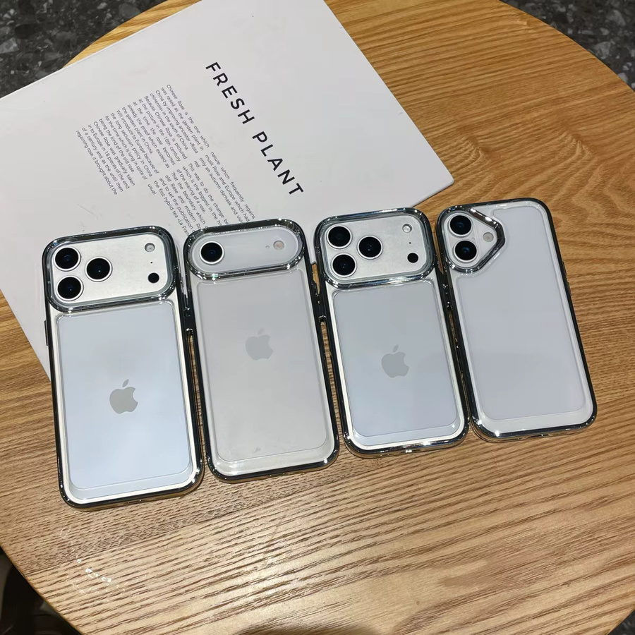 Stoßfeste und transparente Handyhülle für iPhone 17 bis iPhone 11 Pro Max Plus in Grau und Transparent - Bild 1